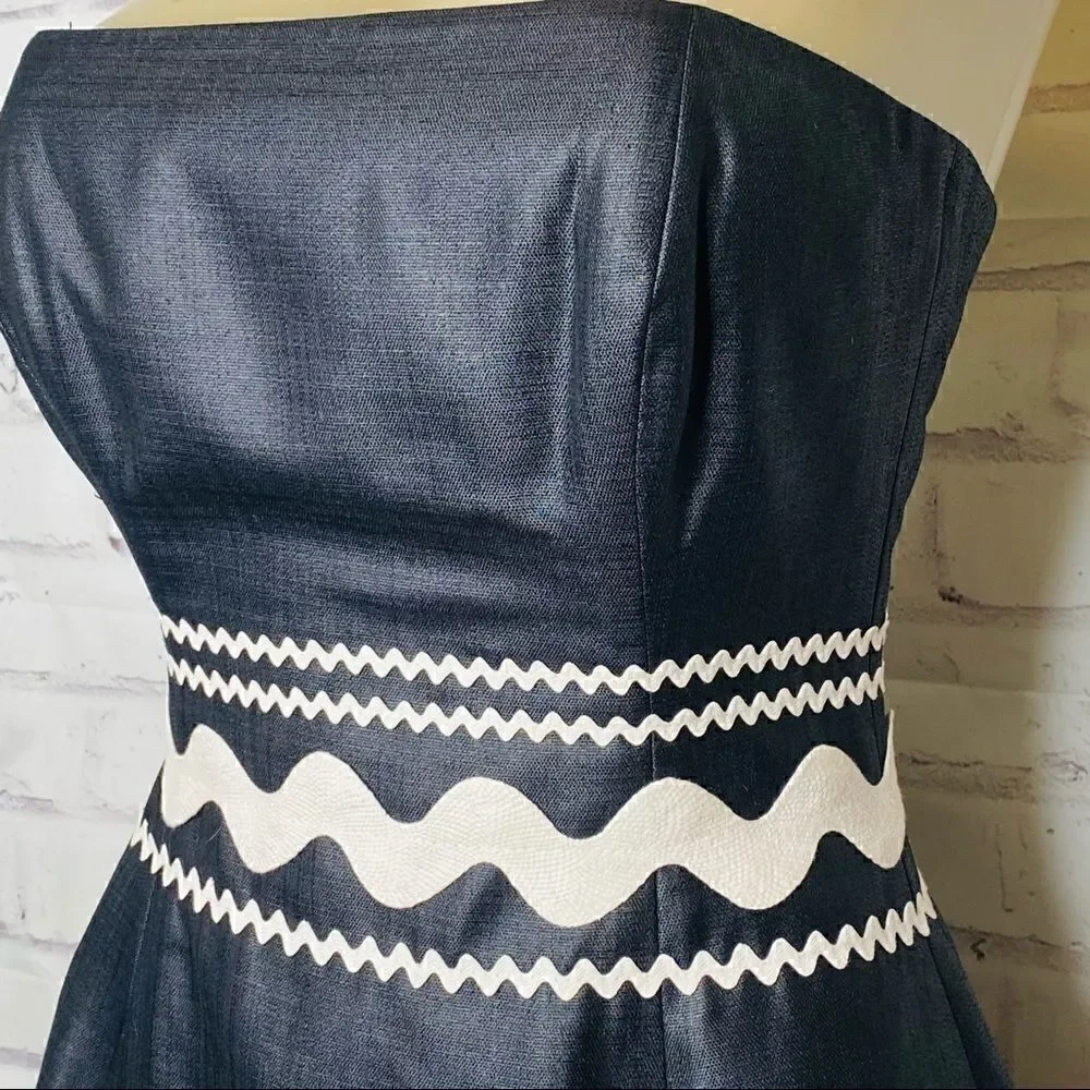 Shoshana Black Embroidered Strapless Dress - Picture 4 of 9